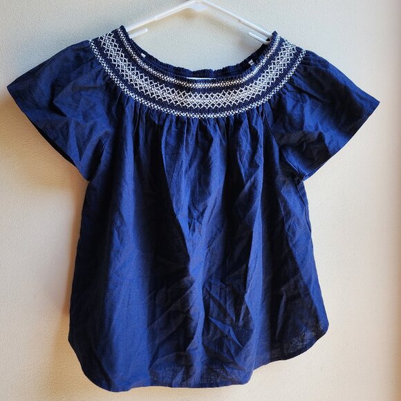 NWT Royal Blue Vineyard Vines Embroidered Smock Neck Blouse Size Small - Picture 1 of 15
